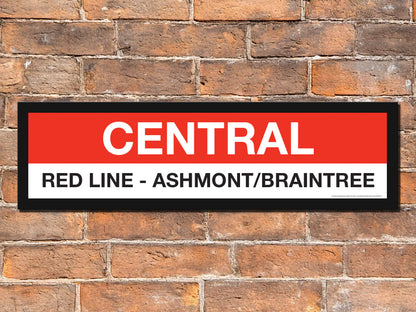 Boston MBTA RED LINE Framed Replica Station Signs