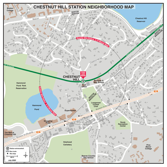 MBTA Chestnut Hill Station Neighborhood Map (July 2020)