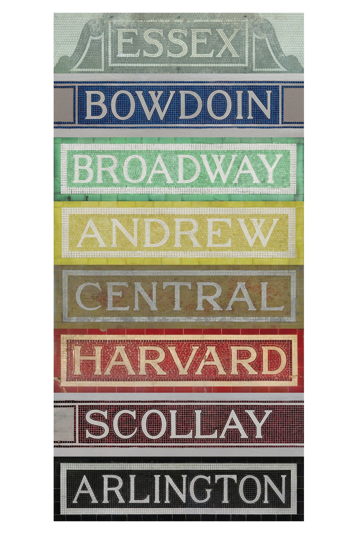 Boston MBTA Vintage Mosaic Tile Composite #2 Fine Art Print