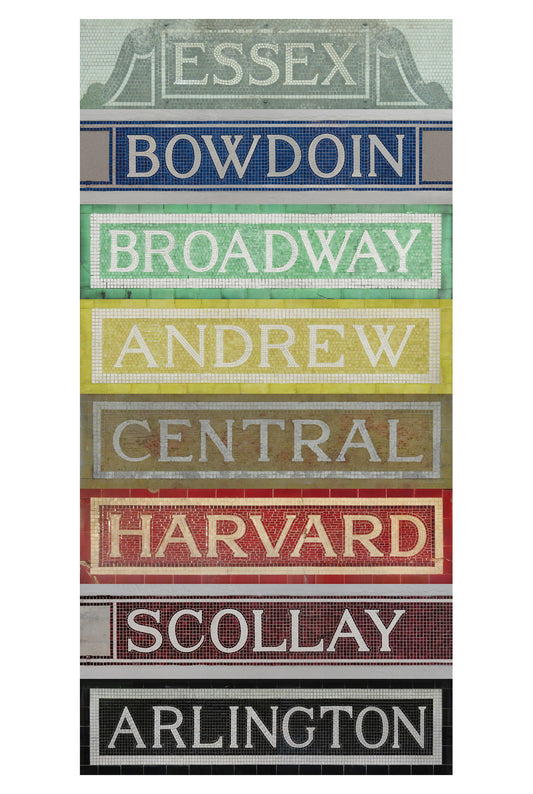 Boston MBTA Vintage Mosaic Tile Composite #2 Fine Art Print