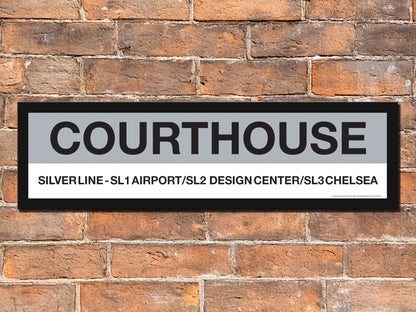 Boston MBTA SILVER LINE Framed Replica Station Signs