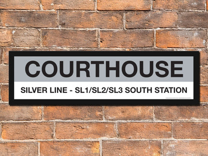 Boston MBTA SILVER LINE Framed Replica Station Signs