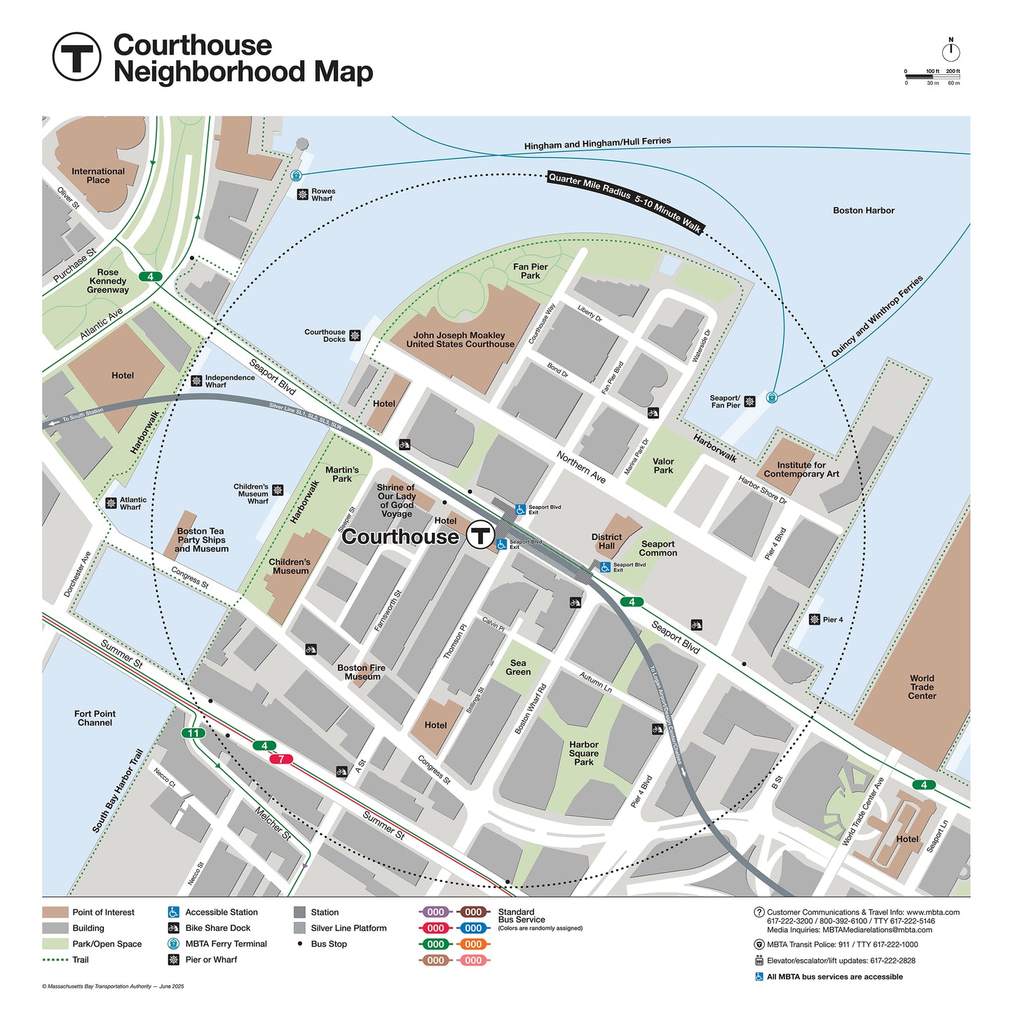 MBTA Courthouse Station Neighborhood Map (June 2025)
