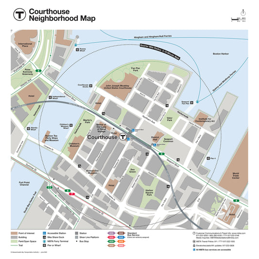 MBTA Courthouse Station Neighborhood Map (June 2025)