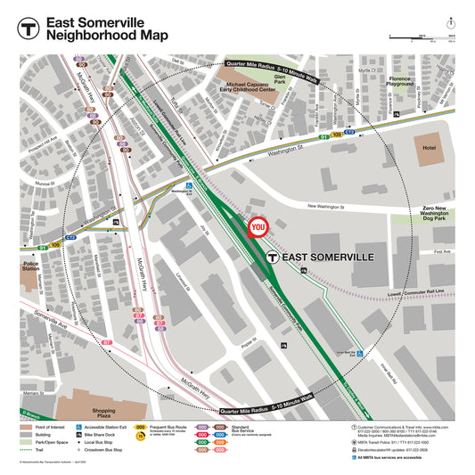 MBTA East Somerville Station Neighborhood Map (Apr. 2025)
