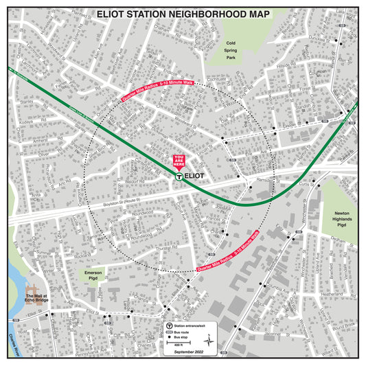 MBTA Eliot Station Neighborhood Map (September 2022)
