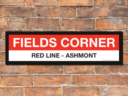 Boston MBTA RED LINE Framed Replica Station Signs