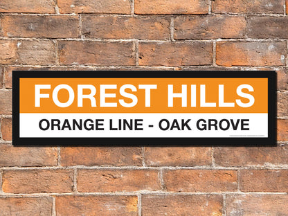 Boston MBTA ORANGE LINE Framed Replica Station Signs