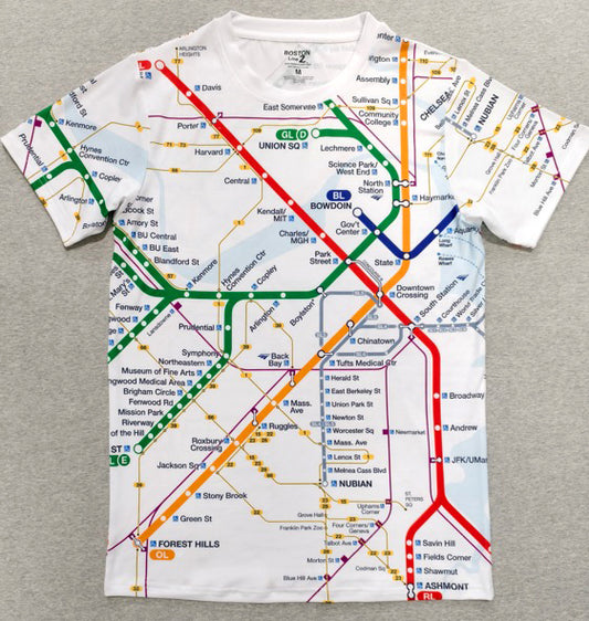 Boston MBTA Map Wrap T-Shirts