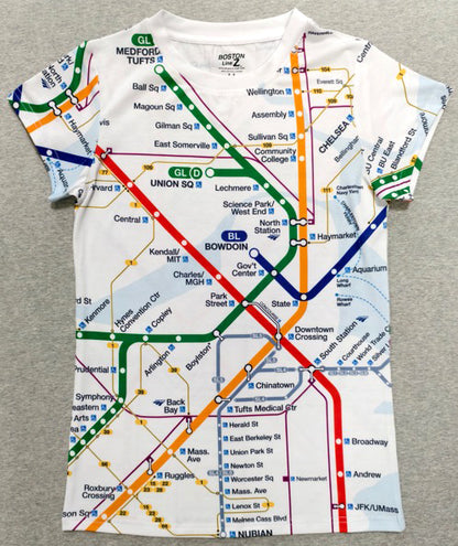 Boston MBTA Map Wrap T-Shirts