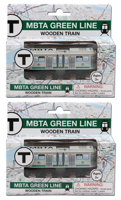 MBTA Green Line Wooden Toy Train - Two Car Bundle (Save Over 10%)