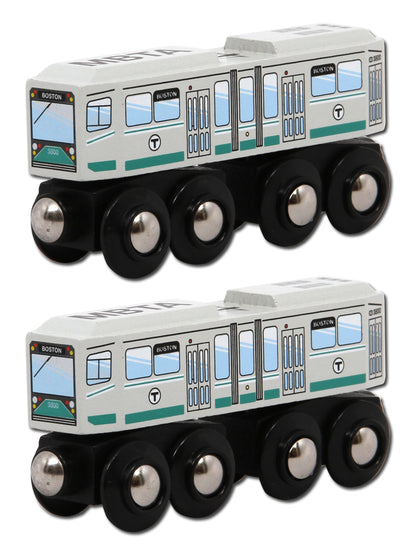 MBTA Green Line Wooden Toy Train - Two Car Bundle (Save Over 10%)