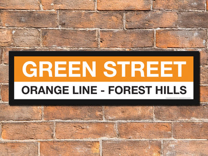 Boston MBTA ORANGE LINE Framed Replica Station Signs