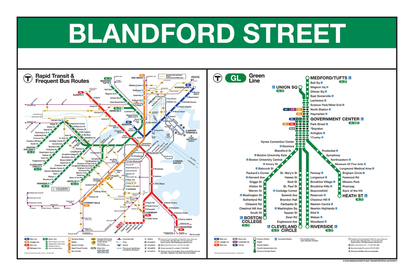 Boston MBTA Green Line Station Panel Prints (A-H)