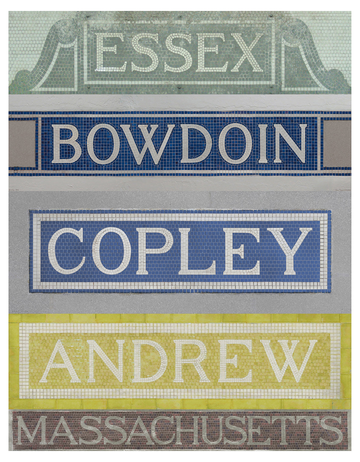 Boston MBTA Vintage Mosaic Tile Composite #3 Fine Art Print