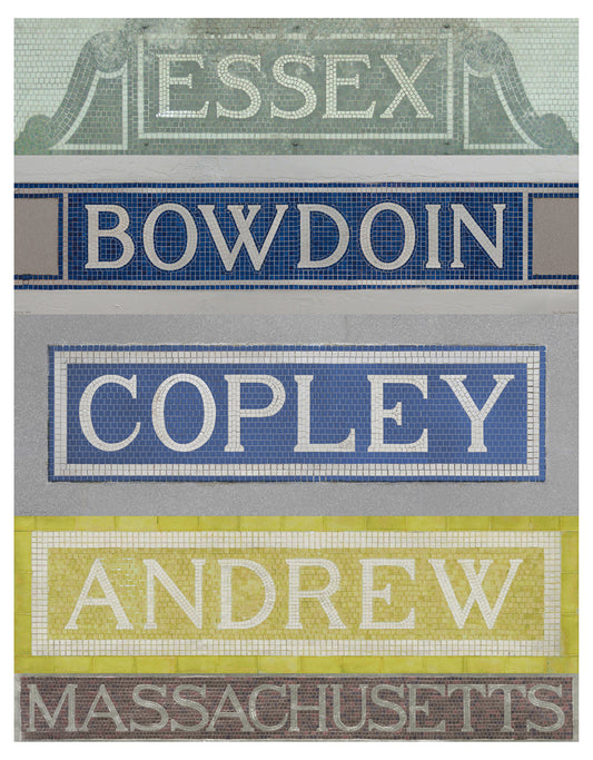 Boston MBTA Vintage Mosaic Tile Composite #3 Fine Art Print