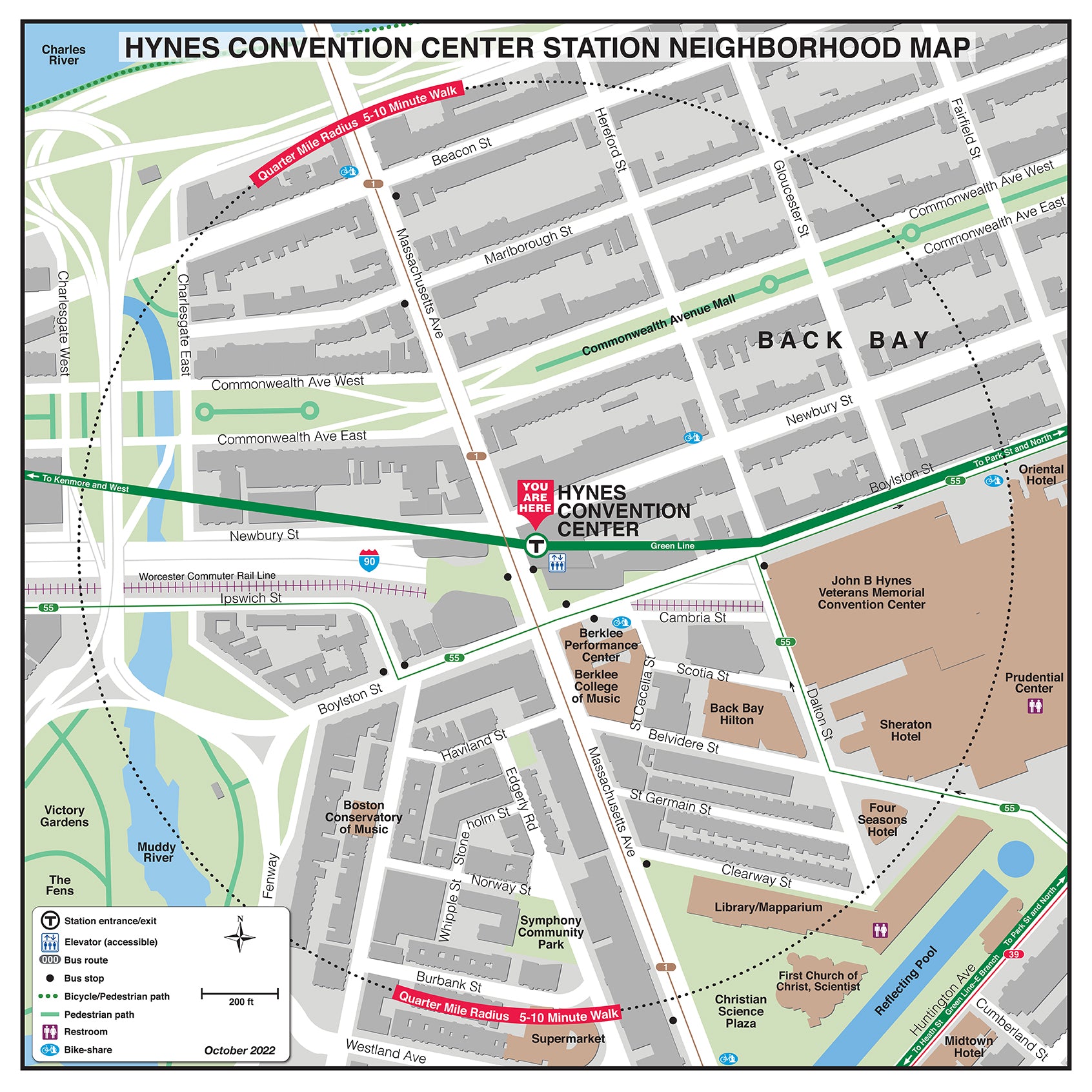 MBTA Hynes Convention Center Station Neighborhood Map October 2022 mbta-hynes-convention-center-station-neighborhood-map-october-2022