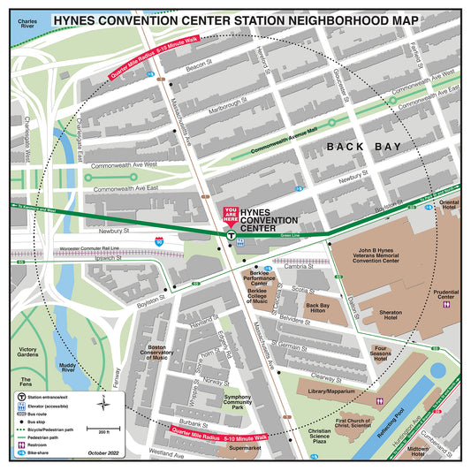 MBTA Hynes Convention Center Station Neighborhood Map (October 2022)