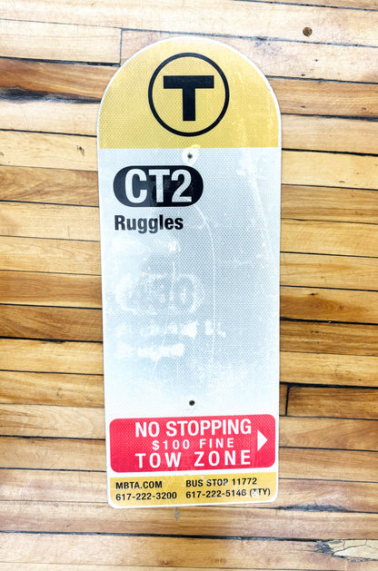 Decommissioned MBTA Bus Stop Signs: CT2 Ruggles; CT2 Sullivan