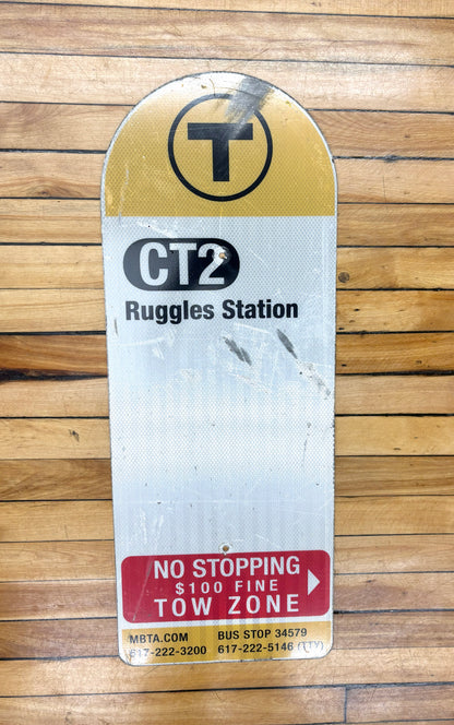 Decommissioned MBTA Bus Stop Signs: CT2 Ruggles; CT2 Sullivan