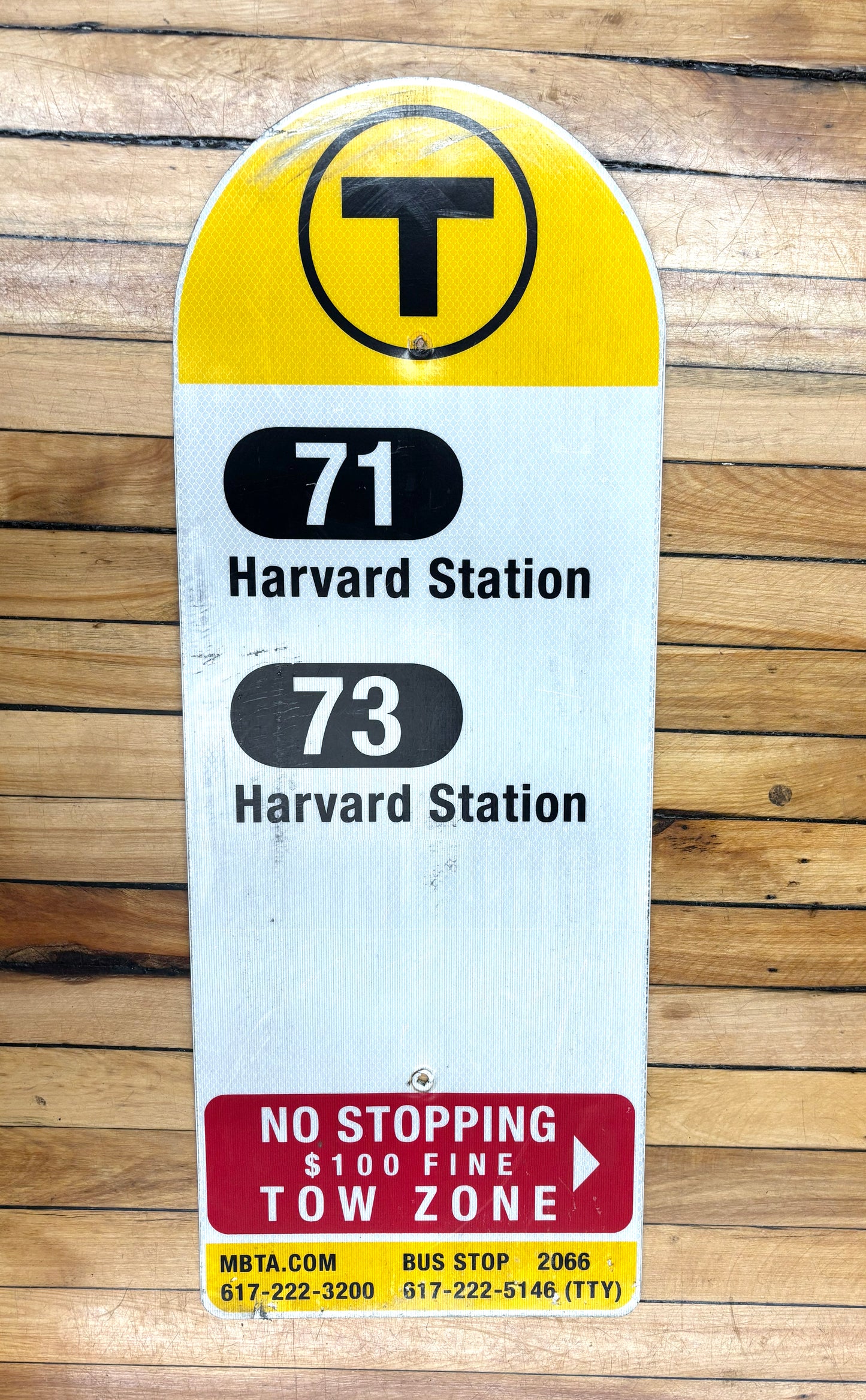 Decommissioned MBTA Bus Stop Signs: 71; 73