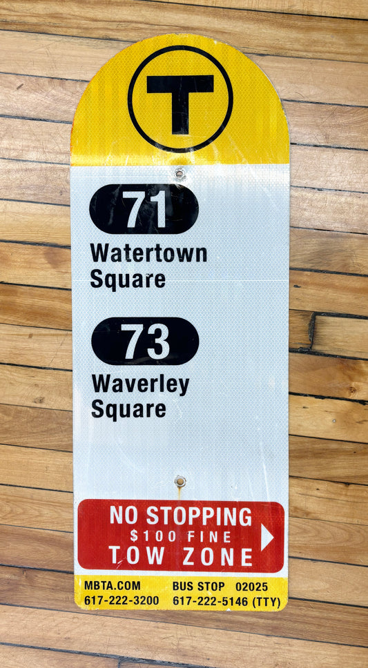 Decommissioned MBTA Bus Stop Signs: 71; 73