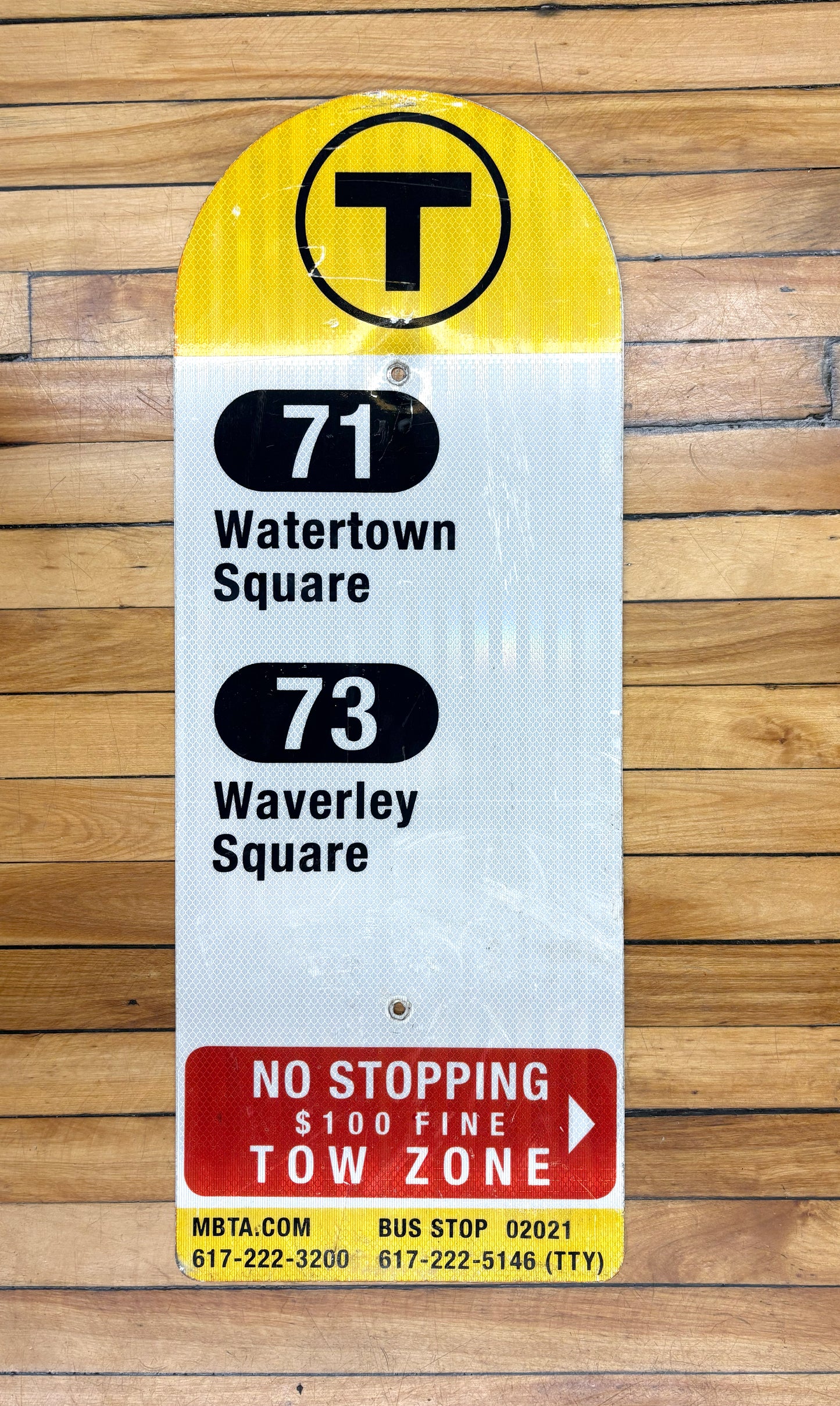 Decommissioned MBTA Bus Stop Signs: 71; 73