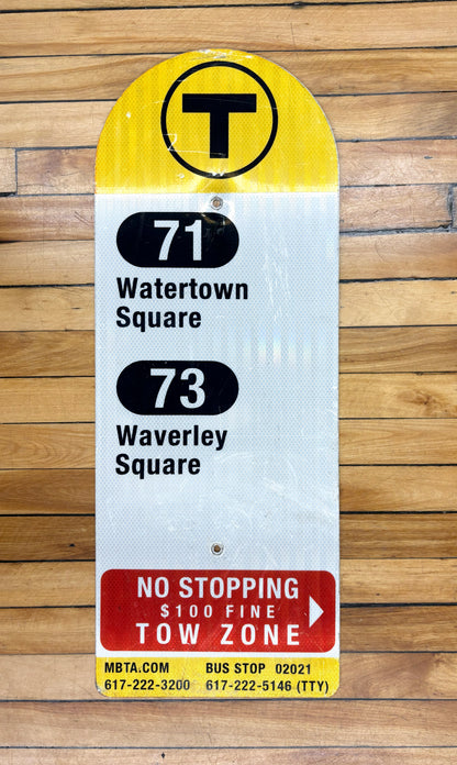 Decommissioned MBTA Bus Stop Signs: 71; 73