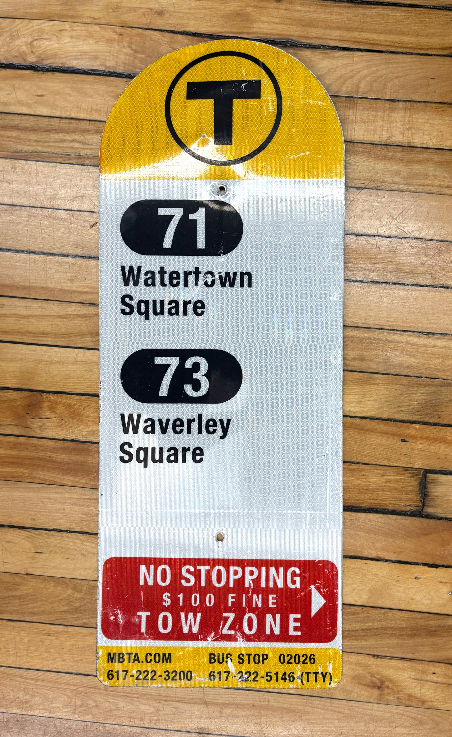Decommissioned MBTA Bus Stop Signs: 71; 73
