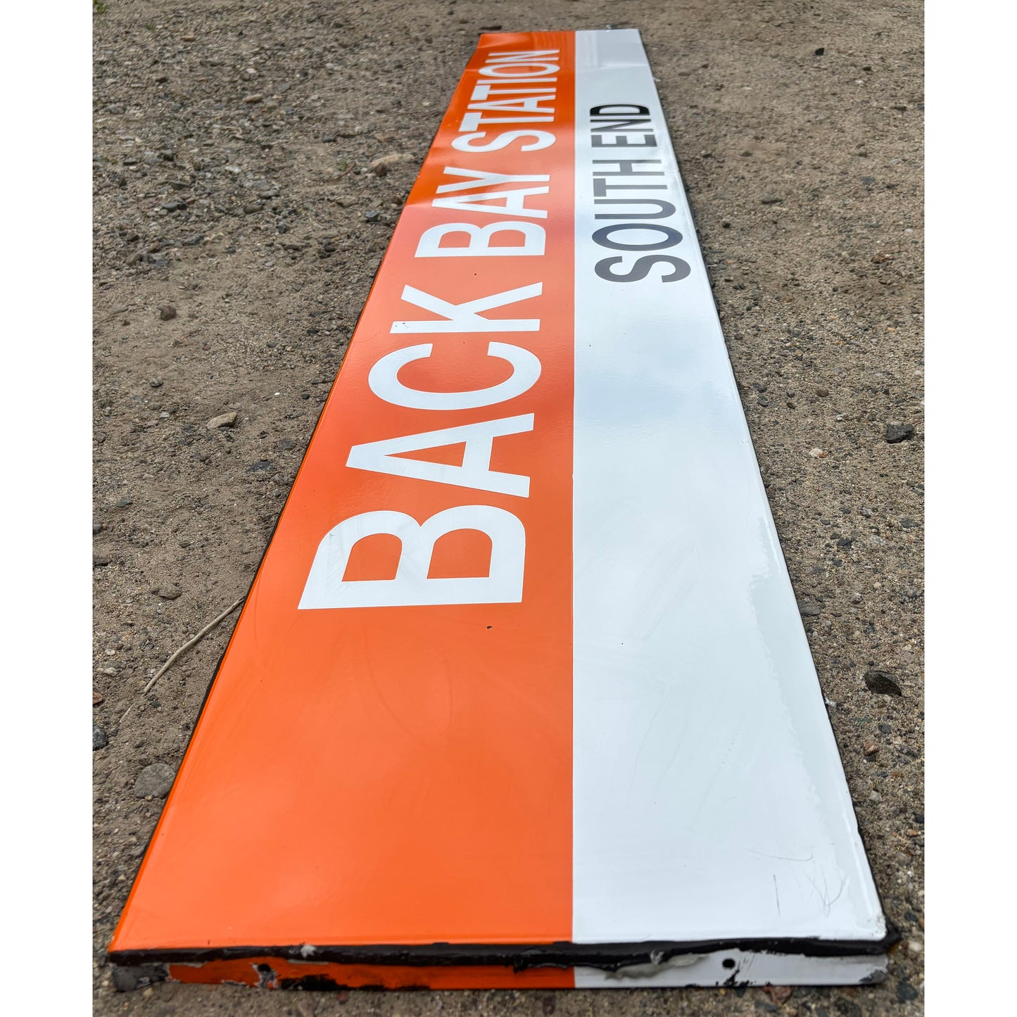 Decommissioned MBTA Sign: BACK BAY STATION; SOUTH END (Orange Line) 02