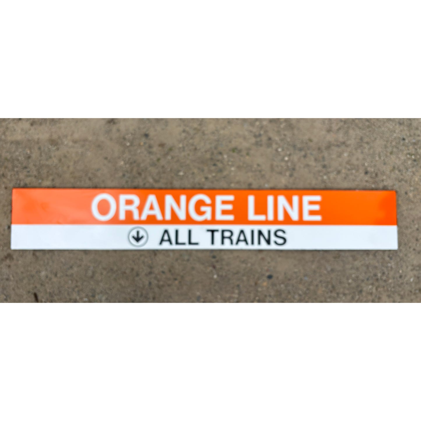 Decommissioned MBTA Sign: ORANGE LINE; ALL TRAINS (Back Bay Station)
