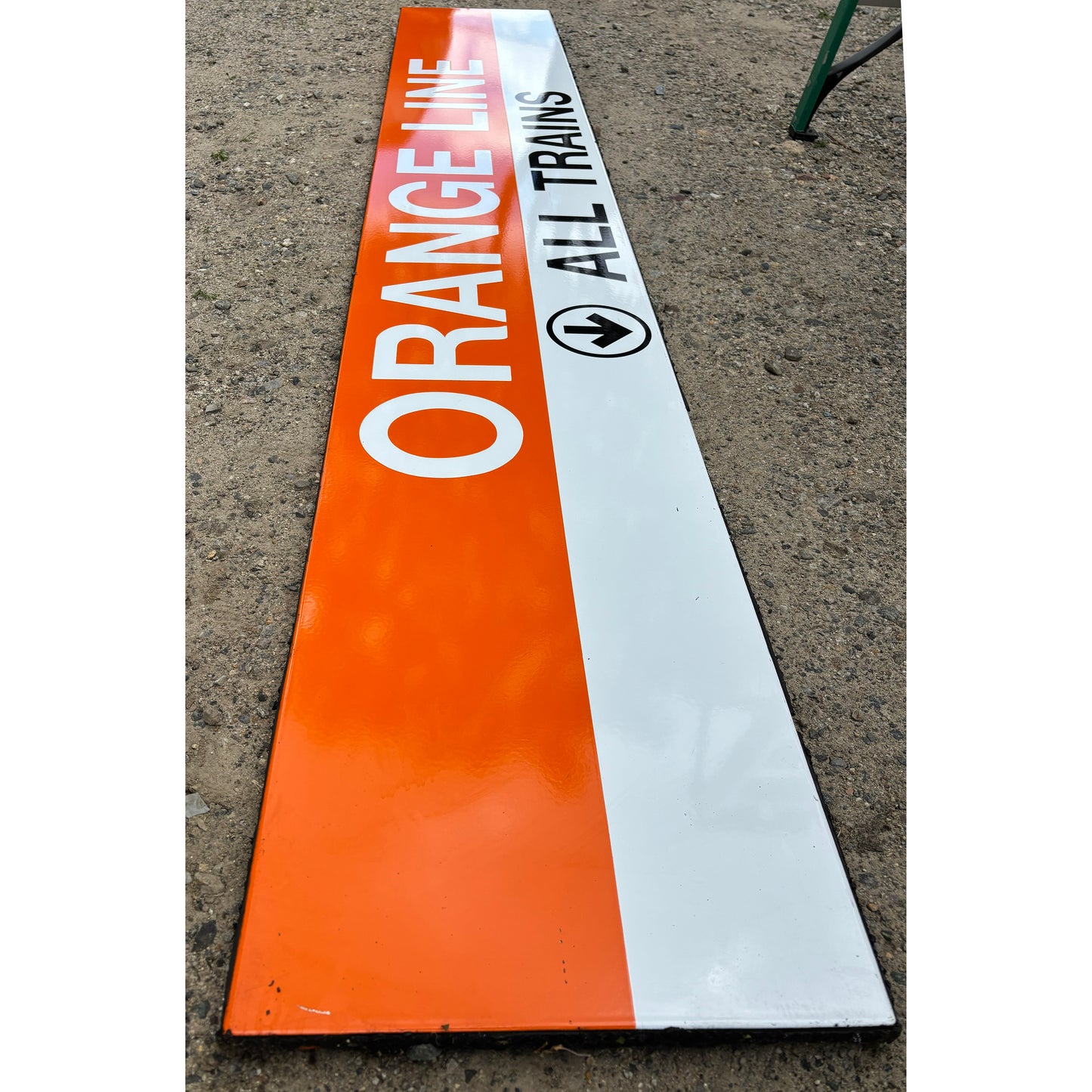 Decommissioned MBTA Sign: ORANGE LINE; ALL TRAINS (Back Bay Station)