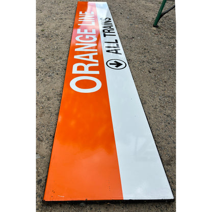 Decommissioned MBTA Sign: ORANGE LINE; ALL TRAINS (Back Bay Station)