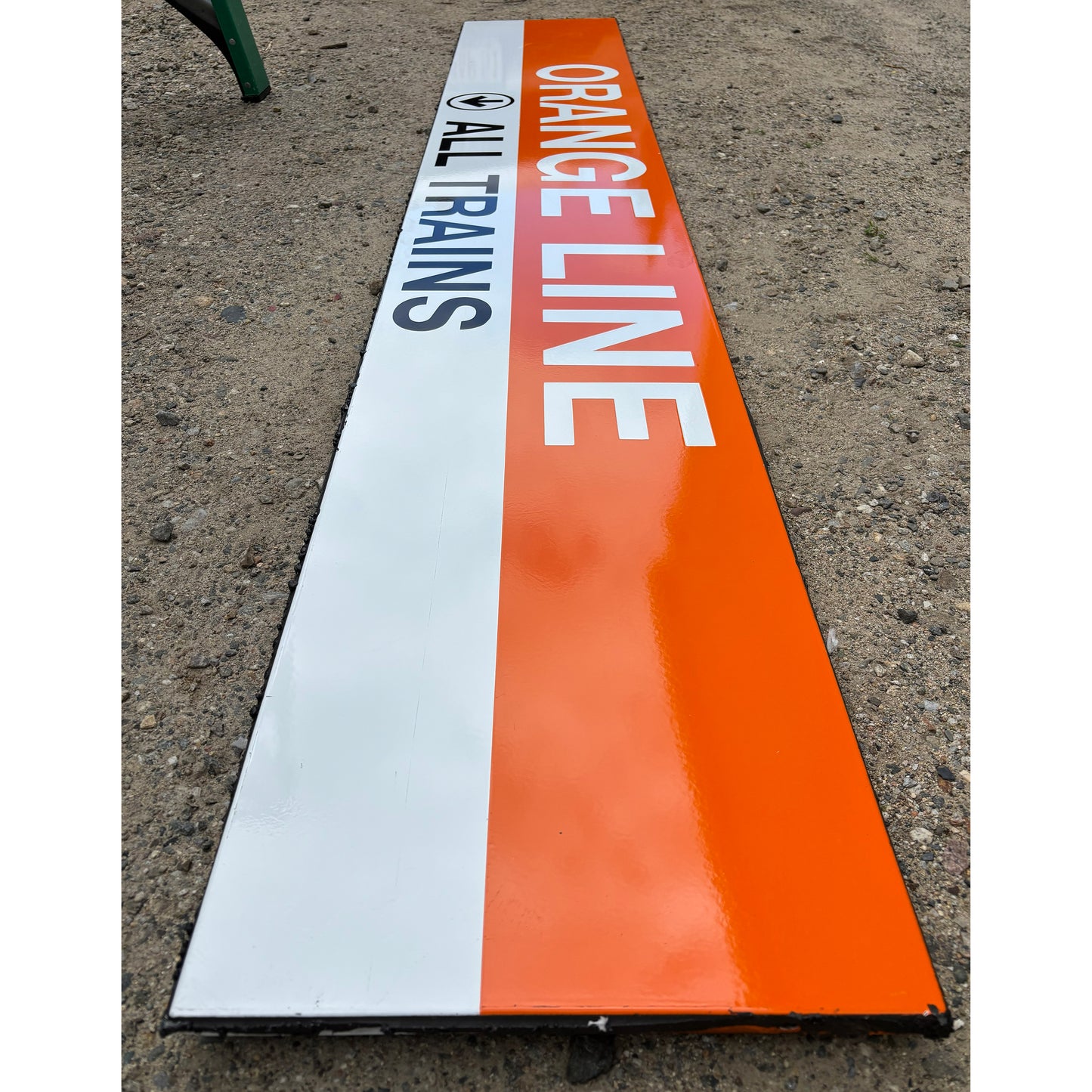 Decommissioned MBTA Sign: ORANGE LINE; ALL TRAINS (Back Bay Station)