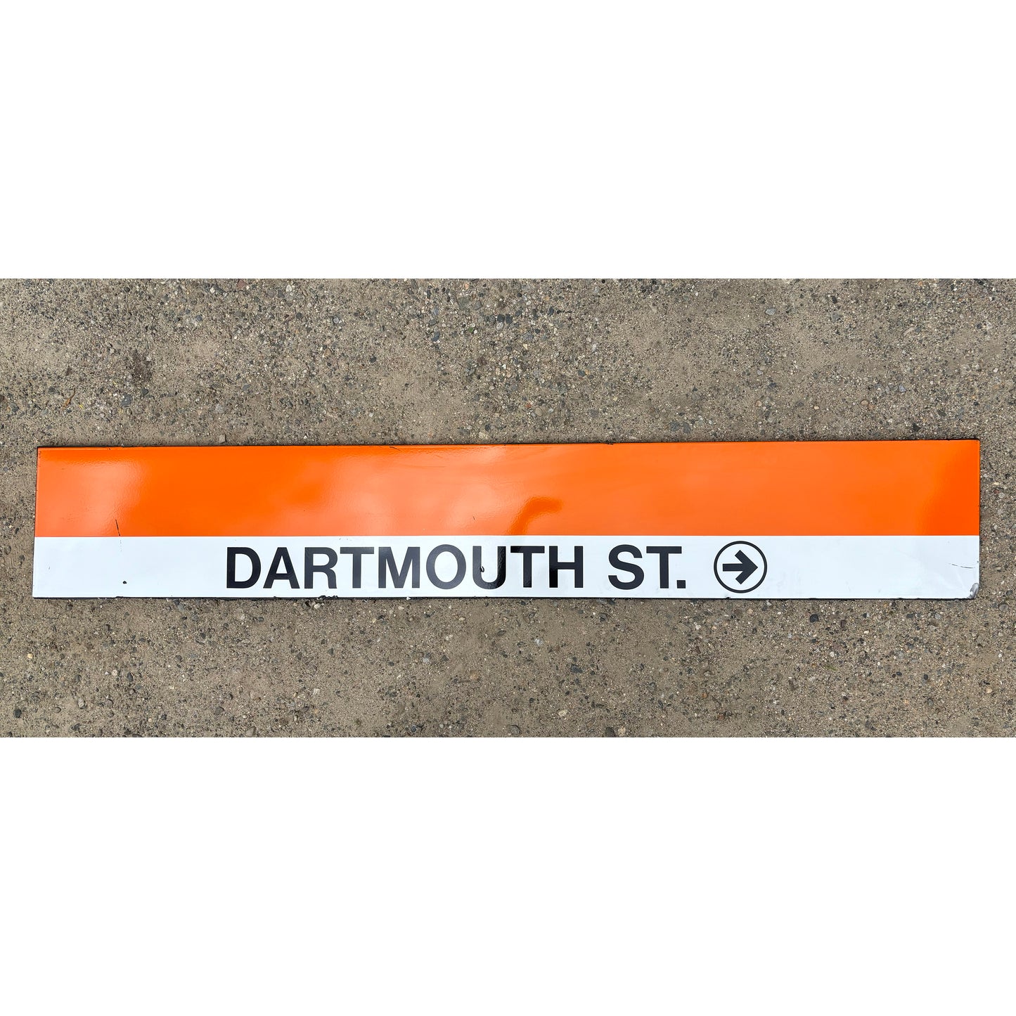 Decommissioned MBTA Sign: DARTMOUTH ST. -> (Back Bay Station)