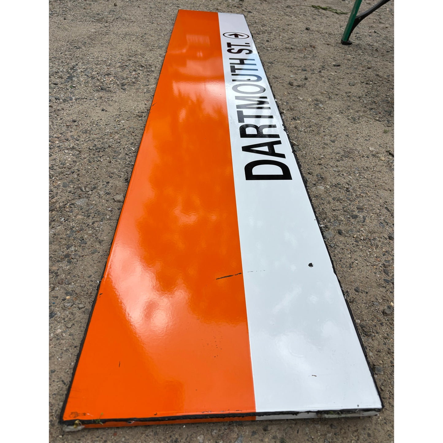 Decommissioned MBTA Sign: DARTMOUTH ST. -> (Back Bay Station)