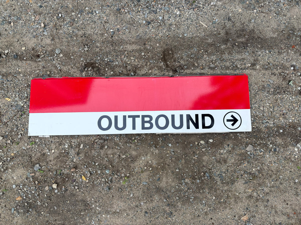 Decommissioned MBTA Sign: Quincy Adams Station Outbound ->