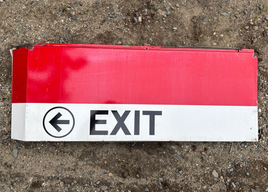 Decommission MBTA Sign: Quincy Adams Station <- EXIT (Corner)