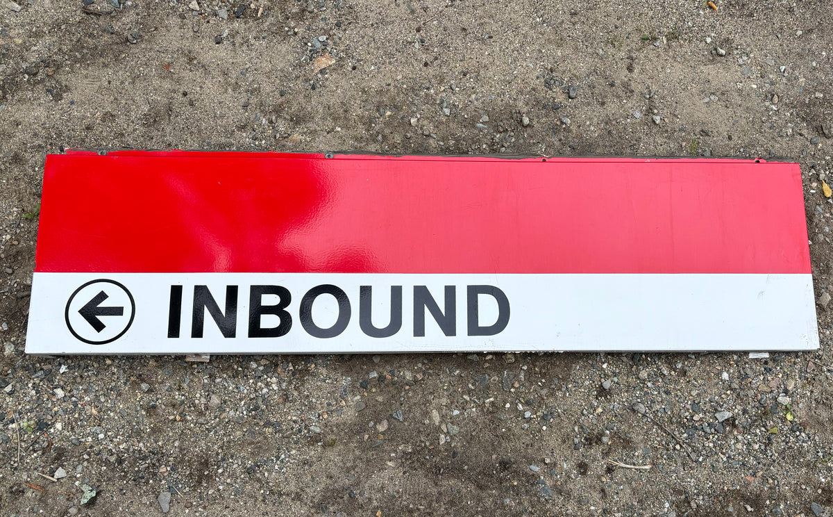 Decommissioned MBTA Sign: Quincy Adams Station <- INBOUND