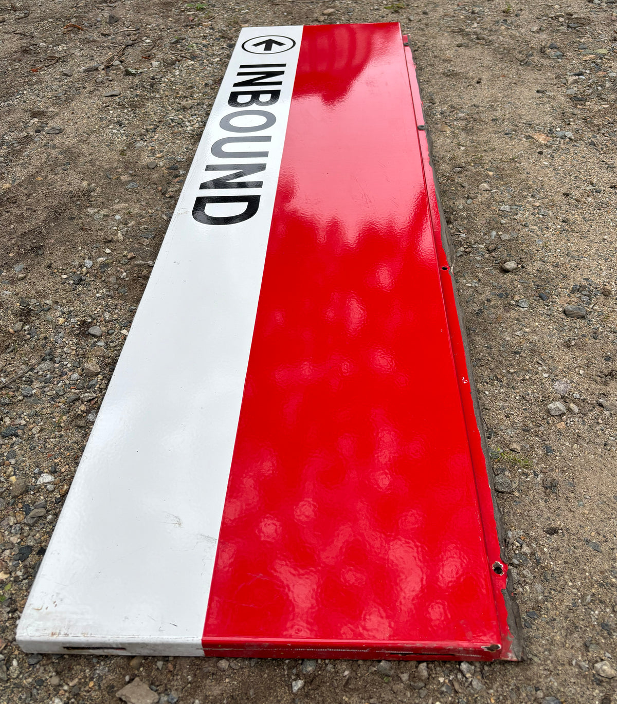 Decommissioned MBTA Sign: Quincy Adams Station <- INBOUND