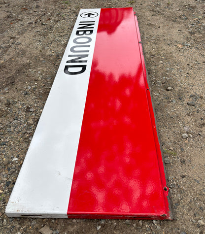 Decommissioned MBTA Sign: Quincy Adams Station <- INBOUND