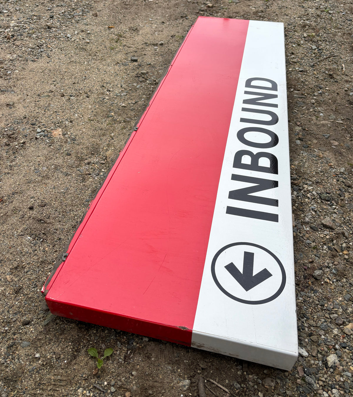 Decommissioned MBTA Sign: Quincy Adams Station <- INBOUND