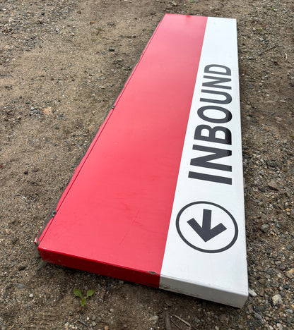 Decommissioned MBTA Sign: Quincy Adams Station <- INBOUND
