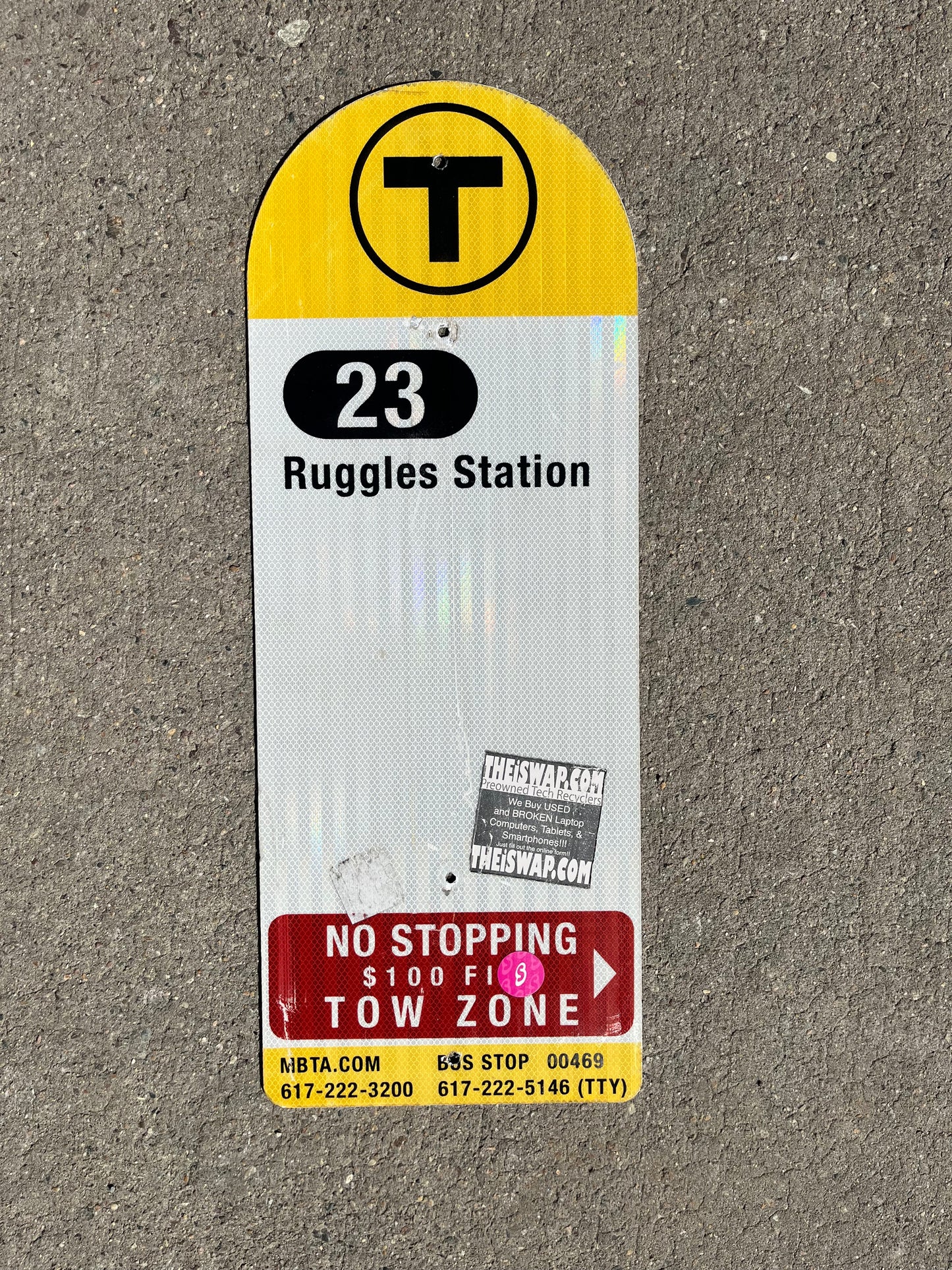 Decommissioned MBTA Bus Stop Signs: 23 Ruggles; 29 Jackson Sq or Ruggles