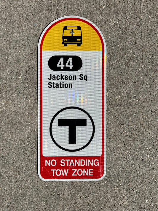 Decommissioned MBTA Bus Stop Signs: 44 Jackson Square; 44 Ruggles