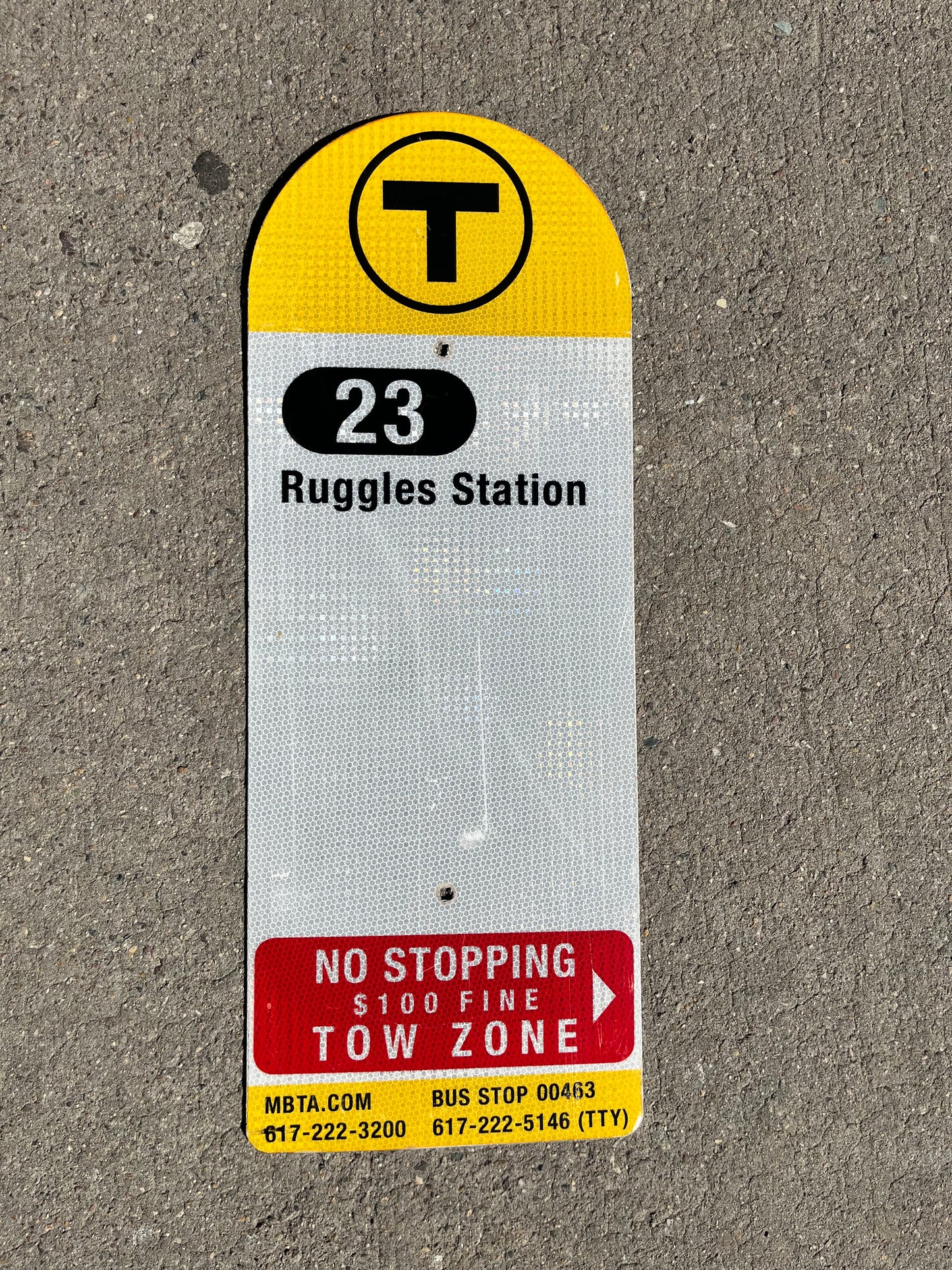 Decommissioned MBTA Bus Stop Signs: 23 Ruggles; 29 Jackson Sq or Ruggles