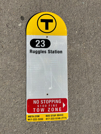 Decommissioned MBTA Bus Stop Signs: 23 Ruggles; 29 Jackson Sq or Ruggles