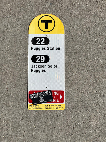 Decommissioned MBTA Bus Stop Signs: 22 Ruggles; 29 Jackson Sq or Ruggles