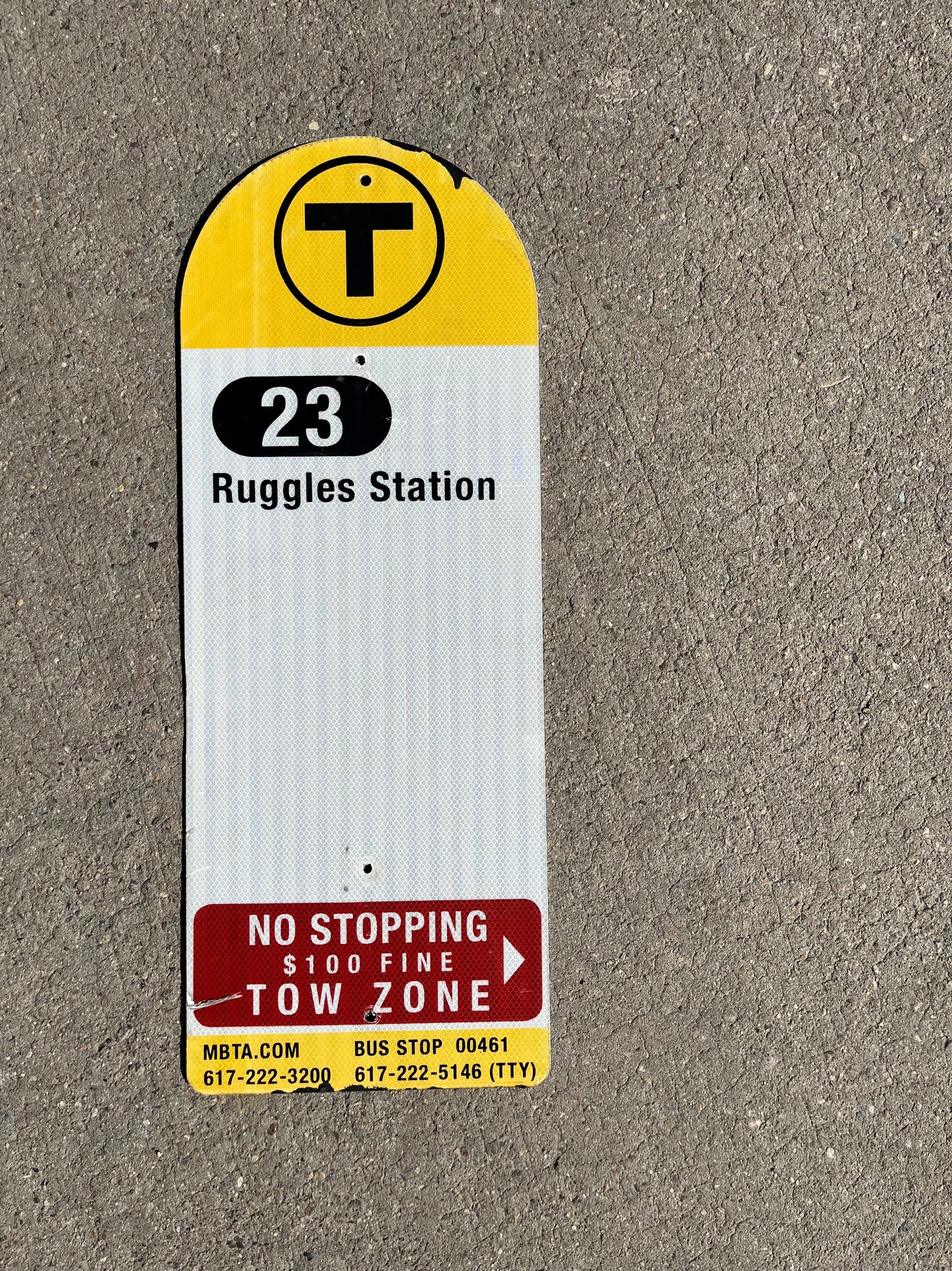 Decommissioned MBTA Bus Stop Signs: 23 Ruggles; 29 Jackson Sq or Ruggles