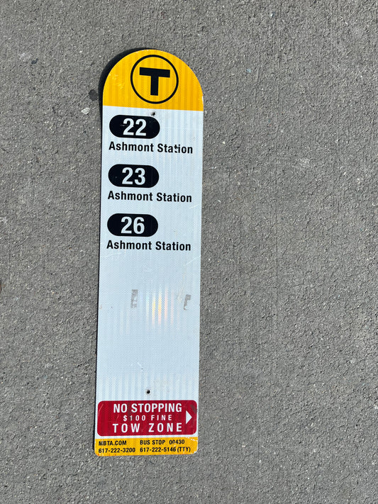 Decommissioned MBTA Bus Stop Signs: 22, 23, 26, Ashmont